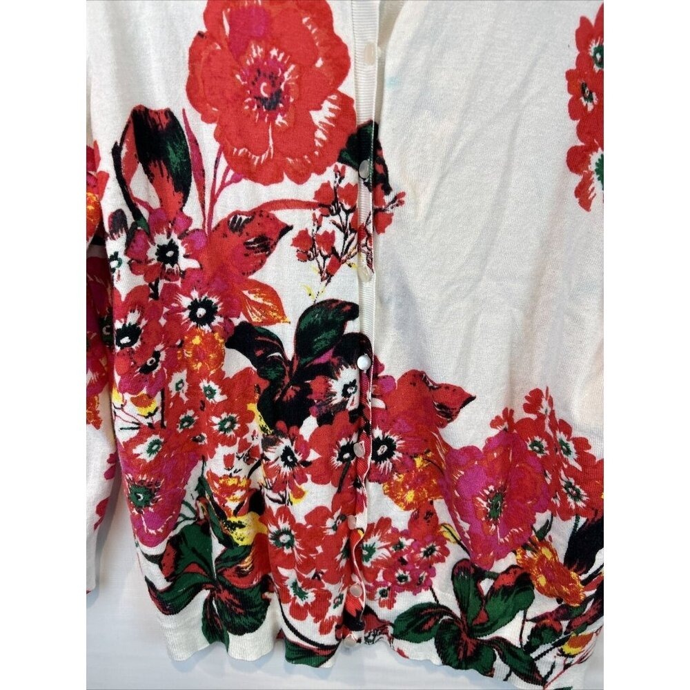 Cable & Gauge Floral Button Front Cardigan Sweater Women's Medium - Picture 5 of 10